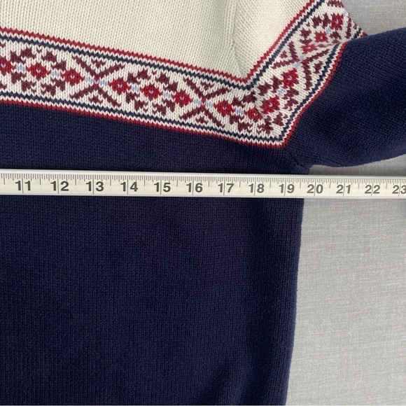 Eddie Bauer Sweater Quarter Zip Womens Large Cream / Navy Blue Heavy Knit - Picture 5 of 6